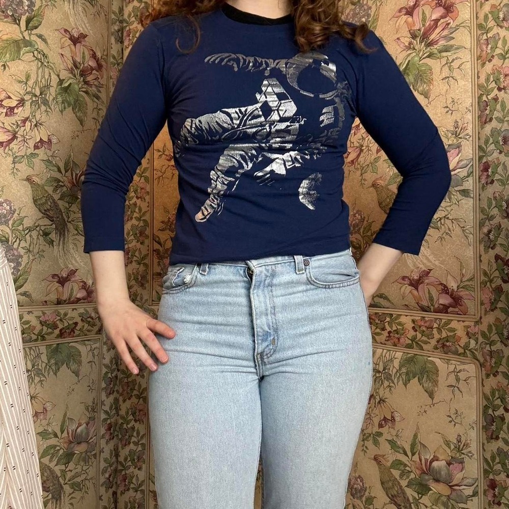 Crazy 8 Boys Astronaut Graphic Long Sleeve Top Navy Blue Size M 7-8